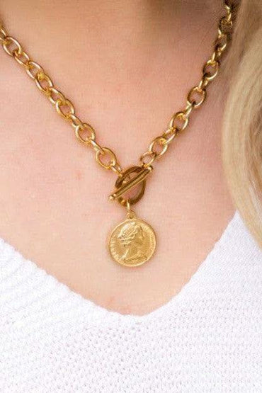 Coin Accent Chain Necklace - SwagglyLife Home & Fashion